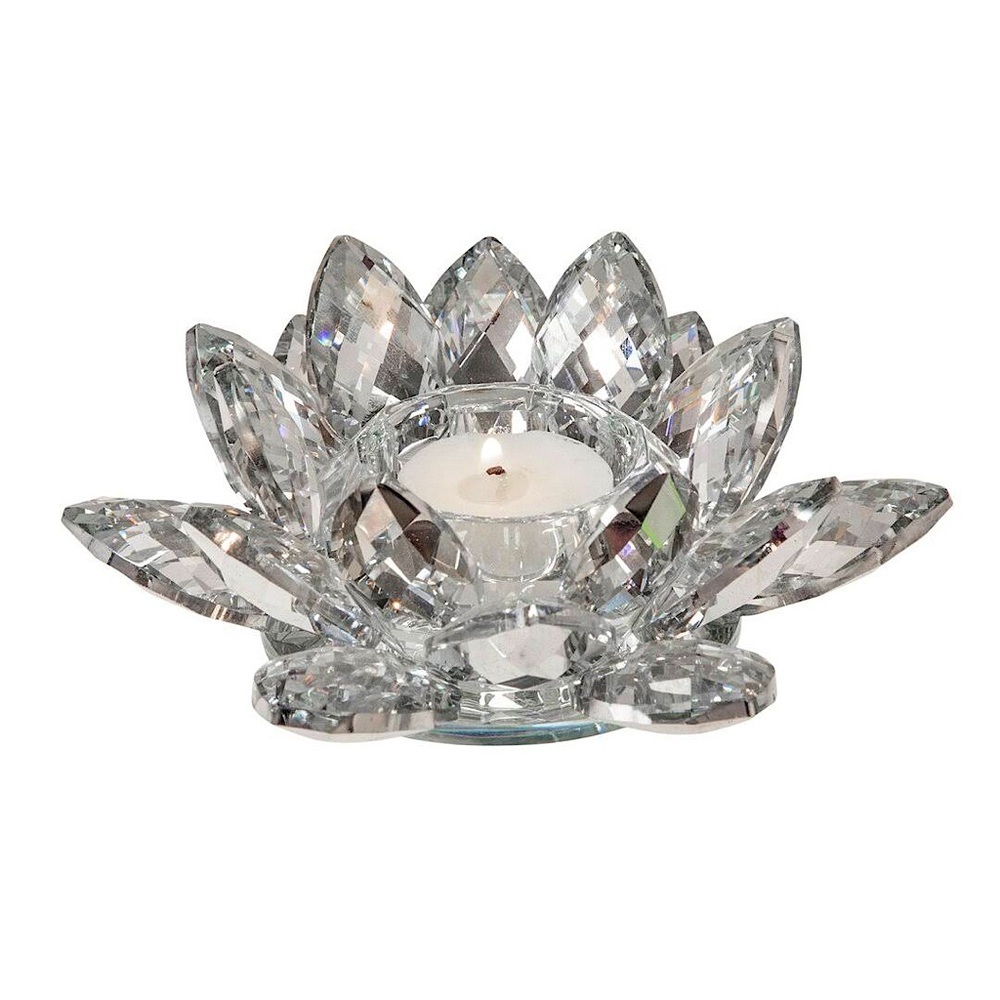 Crystal tea light holder shiny silver mirrored stunning luxury candle decor